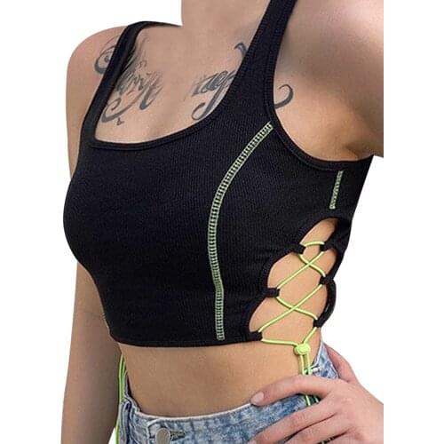 Women Slim Sexy Vest Y2K Fashionable Ladies Sleeveless Top Lace-up Fitness Comfortable Short Lace Slim Sport Style Short Vest