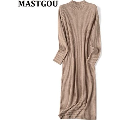 GIGOGOU Basic Solid Long Knit Maxi Sweater Dress Autumn Winter Turtleneck Long Sleeve Robe Party Dress Ribbed Straight Dresses