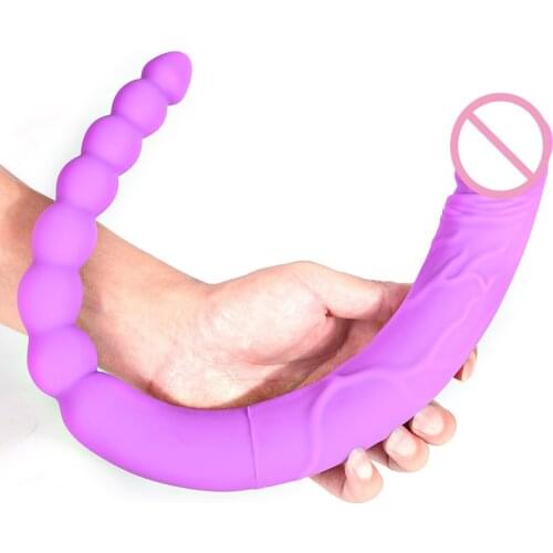 Liquid Silicone Double Head Penetration Dildo Strapon For Lesbian Couples Long Penis Anal Masturbation Sex Toys For Women Man