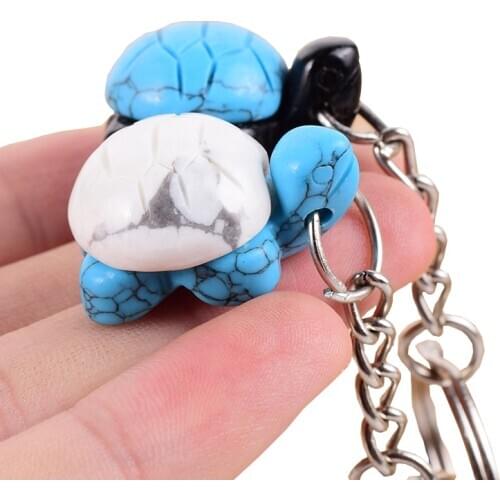 1 " Mini Tortoise Keychain Mixed Stone Pendant Turtle Healing Reiki Charm Jewelry Accessories Gift Natural Rock Quartz Pendants