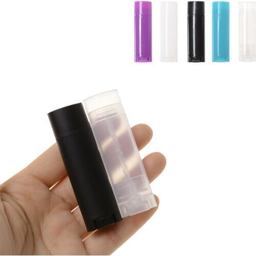 1PC 5ml Empty Oval Lip Balm Tube Plastic White Black Perfume Deodorant Containers Portable Makeup Lipstick Tubes With Lid Hot
