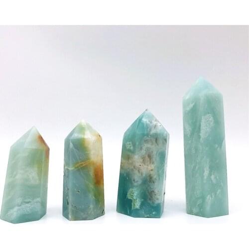 1pc Natural Amazonite Point Pyramid Healing Obelisk Quartz Crystal Wand Ornament for Home Decor Natural Stones and Minerals