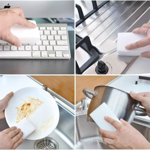 100Pcs/lot Eraser Magic Cleaning Sponge Strong Decontamination Dishcloth Brush Pot Kitchen Cleaning Sponge Wipe10x6x2CM