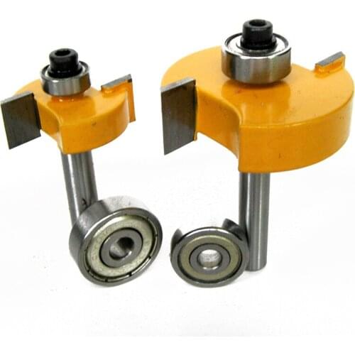 2pcs 1/4" Shank Router Bit 1/2" 3/8" Height Rabbet & Slot Router Bit with 2pcs Bearings Set For Woodworking Tool