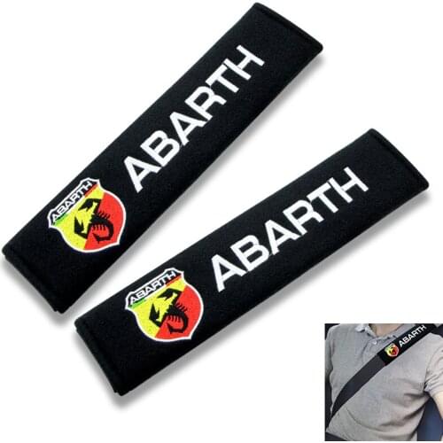2pcs Cotton Car Badge Seat Belt Shoulder Protection Cushion For Fiat Punto Abarth 500 Stilo Ducato Palio badge Car Styling