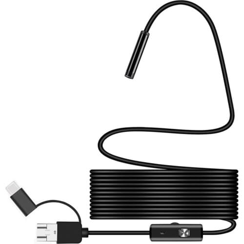 3-In-1 Industrial Pipeline Endoscope Waterproof 7mm Probe 2M Endoscope Car Repair Tool