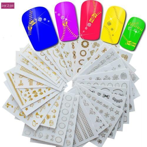 30pcs Office Appropriate Nail Art Water Decals Design Nail Wraps Transfer Foil Nails Decorations