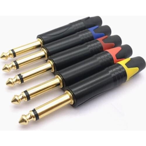 5 Pcs Mono Sophomore Core Jack 6.35 mm With Gold Plated Colors Audio Connector 6.35 mm Plug Good Contact Performance Practical