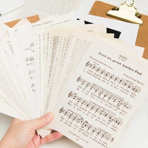 57 Sheets Retro Manuscript Craft paper Self-adhesive background stickers for Scrapbooking/ DIY Crafts/ Card Making Decoration