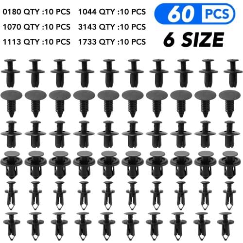 6 Size 60Pcs Mixed Auto Fastener Clips Car Rivet Clips for Volkswagen golf 4 5 6 7 POLO Tiguan PASSAT TOURAN Scirocco BEETLE