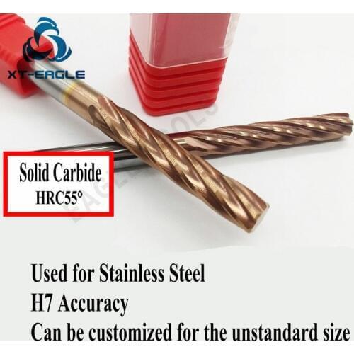 6T 10x35x70 HRC55degree Solid Carbide Spiral Flute Straight Shank Machine Reamer H7 Accuracy