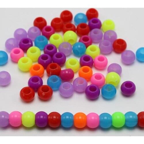 200 Mixed Colour Acrylic Barrel Pony Beads 8X5mm for Bird toys Craft