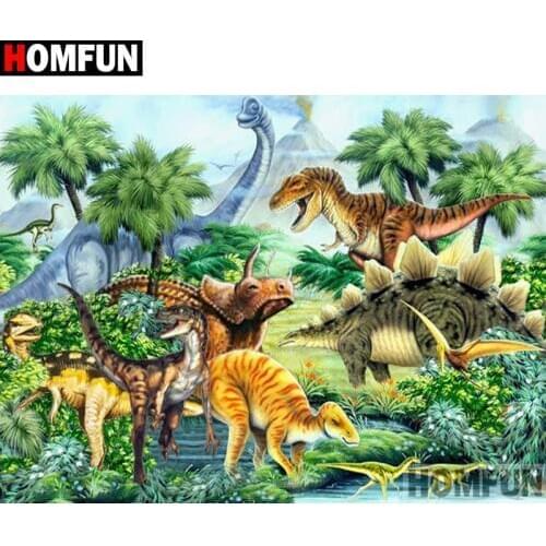 HOMFUN Full Square/Round Drill 5D DIY Diamond Painting "dinosaur" Embroidery Cross Stitch 5D Home Decor A00488