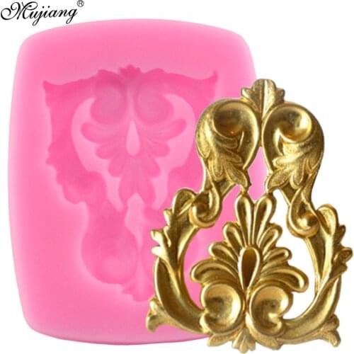 Baroque Scroll Relief Cake Border Silicone Mold Leaf Cupcake Baking Fondant Chocolate Candy Gumpaste Mold Cake Decorating Tools