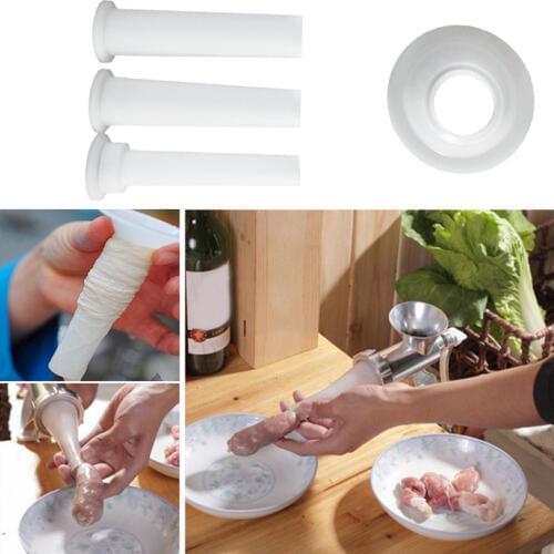 Basters 3pcs/set Meat Grinder Sausage Stuffer Filling Tubes DIY Sausage Maker Funnels Nozzles with 1PC 5.7cm Base Kitchen Tools