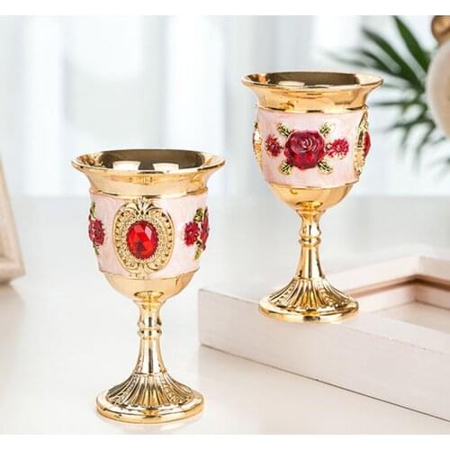 Retro White Wine Glass European Style Simulation Diamond Alloy Drop-Proof Small Wine Glass High-end Home Diamond Wine Set