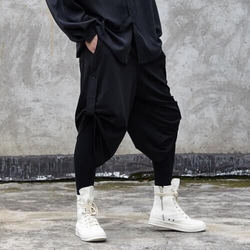 Mens nine minute pants Spring/summer New Yamamoto style dark Japanese trend casual pants men loose skirt pants