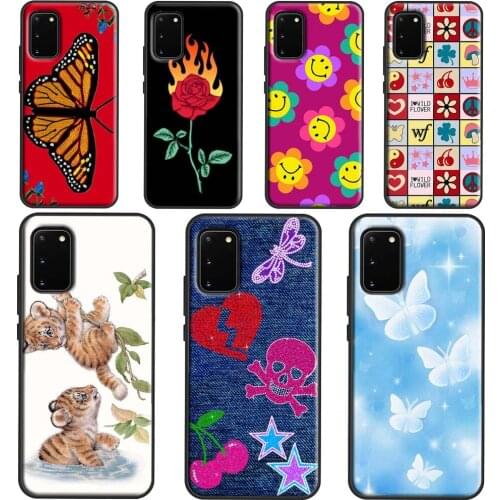 Cherry Pop Butterfly Burning Love Phone Case For Samsung Galaxy S21 S20 Ultra S8 S9 S10 Plus Note 10 Note 20 9 S20 FE Cover