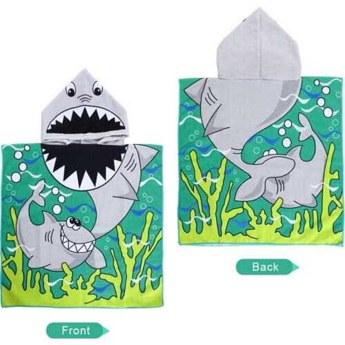 Toddler Kids Hooded Beach Bath Towel Cartoon Soft Swim Pool Coverup Poncho Cape For Boys Kids Children 1-7 Years Old Bath Robe
