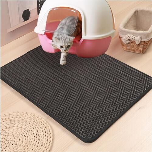 Double Layer Cat Litter Mat EVA Foldable Cats Non-slip Bed Pads Litter Box Bottom Pad Pet Clean Trapping Feeding Bowl Placemat