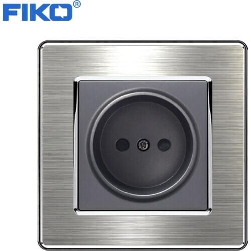 FIKO 16A EU /Russia Standard，family hotel socket stainless steel panel wall electric socket 86*86mm