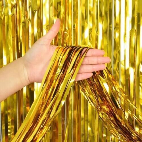 Party Backdrop Glitter Rose Gold Tinsel Fringe Foil Curtain Kids Adult Birthday Party Wedding Decoration Supplies