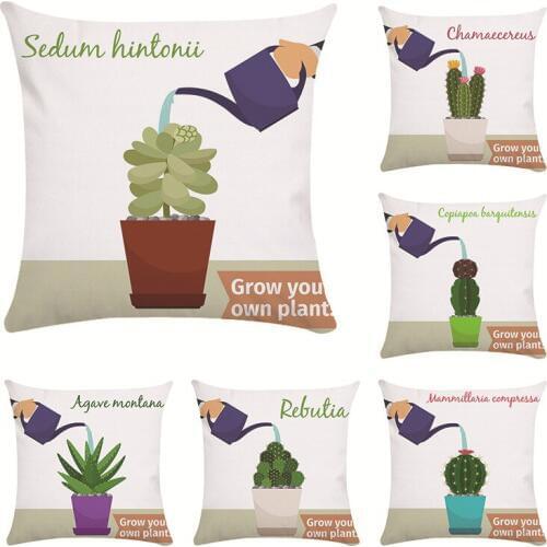 Cactus Palm Leaf Green Leaves Tropical Plants Polyester Cushion Covers Cushion Cover Decorative 45x45cm Pillow Case