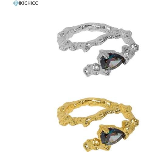 KIKICHICC 925 Sterling Silver Gold Irregular Resizable Geometric Rings Adjustable Colorful Rainbow Women Rings Jewelry 2021