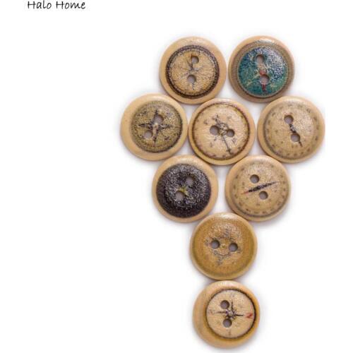 50pcs Compass Theme Round Wooden buttons Sewing Scrapbook Clothing Gifts Crafts Handwork Accessories 15mm