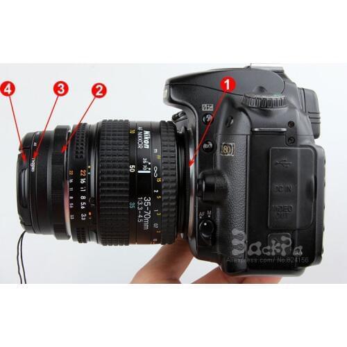 4in1 Macro lens reverse protection ring kit ai to 52mm cpl uv filter cap adapter ring for d80 d90 d3100 d3200 d5100 d5200 d7000