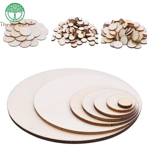 Round Blank Wooden Slice Craft Unfinished Natural Wooden Discs Ornament Home Party DIY Painting Scrapbooking Wood Decor