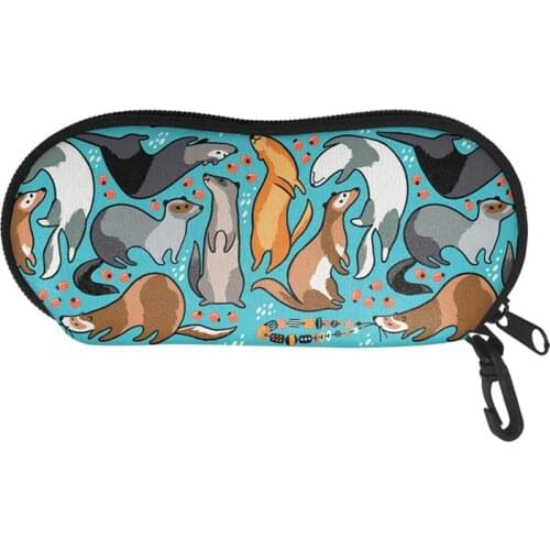 Fashion Eyeglasses Case for Male/Female Printing Ferrets Travel Pack Pouch Glasses Case Durable Zipper Case Eyewear Accessories