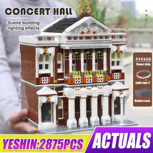 Mould King 16032 City Buildings Toys the Concert Hall with Light Architecture Blocks Bricks Kids Educational Gift