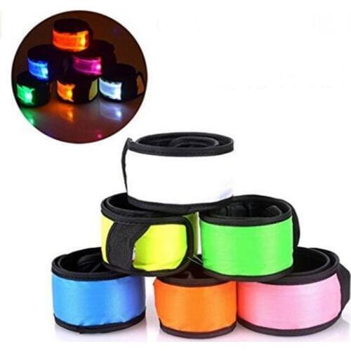 Nylon LED Sports Slap Wrist Strap Bands Wristband Light Flash Bracelet Glowing Armband Flare Strap For Party Concert SN599