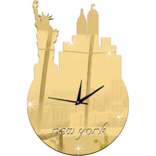 New 3D liberty goddess wall clock quartz clock mirror decorated living room TV background wall clock wall clock Free Shipping