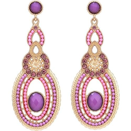 ORNAPEADIA New Baroque Long Earrings Trendy 2020 Geometric Round Hollow Diamond Earrings Zircon Crystal Earrings Luxury Jewelry