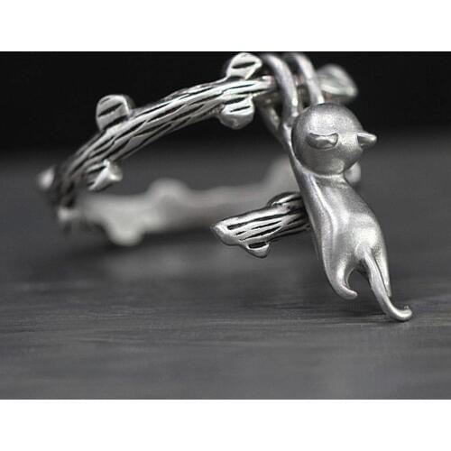 New silver color anmal Style Rings, fashion Hot creative lovely cat Ring, Open Engagement Ring Vintage Wedding Rings For Women