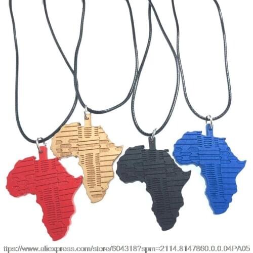 5pcs/pack wood map necklace Africa map Africa Piece clavicle necklace