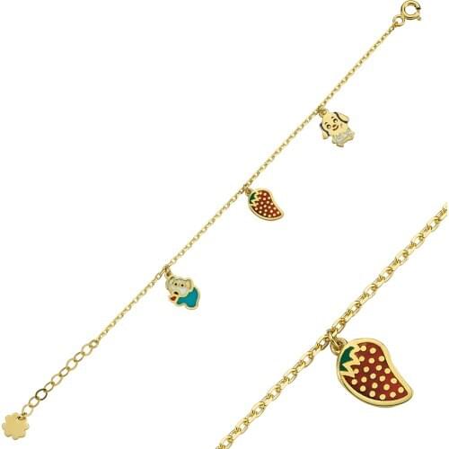 14K (585) Gold Enamel Unisex Child Bracelet