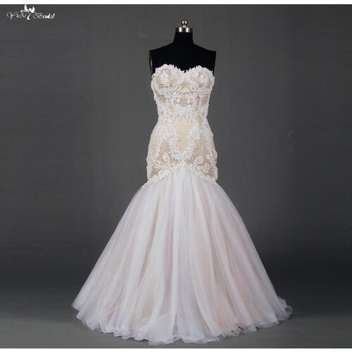 RSW732 Ivory And Champagne Wedding Dress Mermaid Vestidos De Noiva Sereia