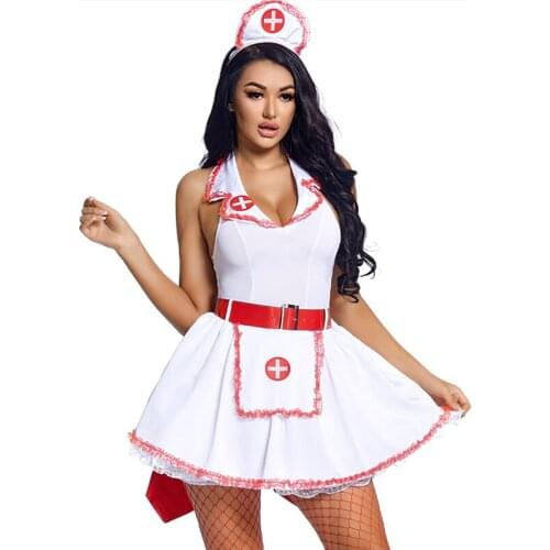 Sexy Erotic Nurse Maid Uniform Costumes Sex Game Lingerie Suit for Adults Underwear Stockings Halloween Doctor Nurse Dresses Bow