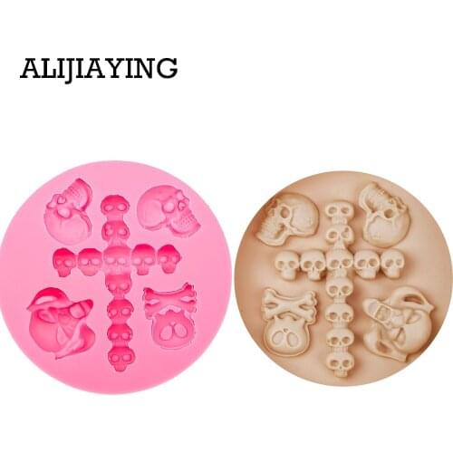 M0487 1Pcs Silicone molds cake decoration tools cake baking tools skull moulds Christian chocolate fandont mold Silica gel mould