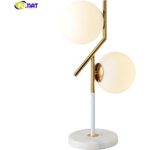 FUMAT Nordic Modern Table Lamps White Glass Balls Table Lamp Minimalism Frosted Mable base Table Light Living Room Bedside Lamp