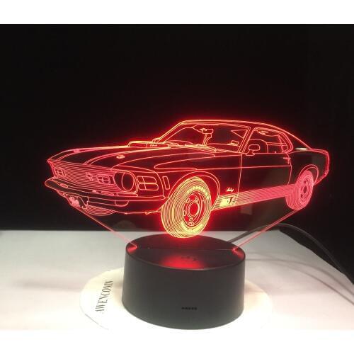 Old Car 3D Illusion LED Lamp Colorful Touch Night Light Gifts for Dad Grandpa GX2728