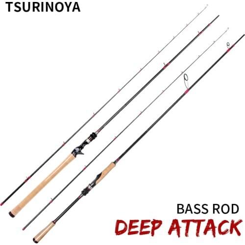TSURINOYA DEEP ATTACK Bass Fishing Rod 2.28m 2.47m Full FUJI Parts Long Casting Fishing Rod F Action M ML Power Lure Rod