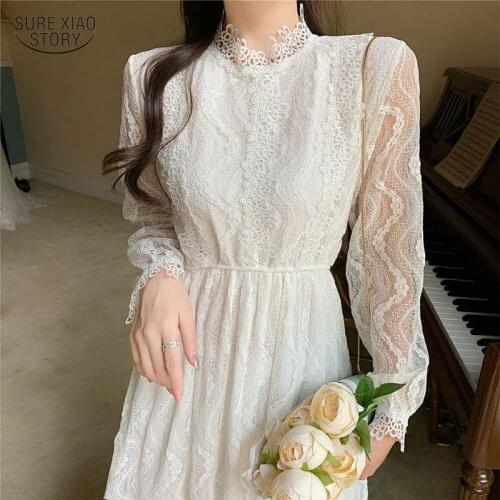 Vintage Elegant White Crochet Floral Party Dress 2021 New Lace Long Dresses for Women Empire Bodycon Dress Women Vestidos 12333