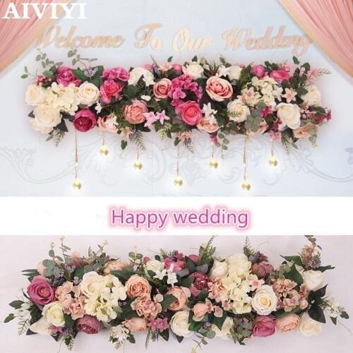 Foreign trade excellent products 1M wedding decoration flower pink rayon flower flower bow DIY flower wall decoration window dec