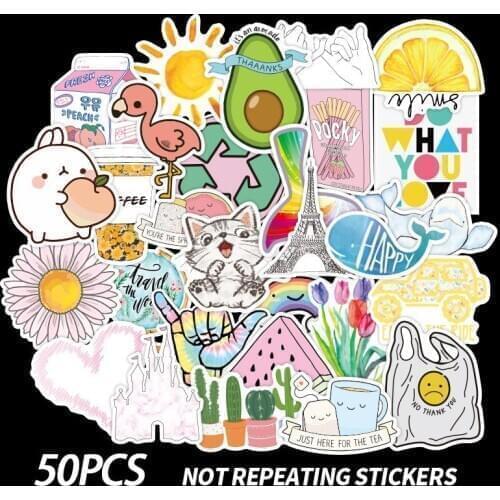 VSCO girl stickers Small fresh stickers Girls Kawaii Pink Fun Sticker For bicycle luggage refrigerator skateboard stickers