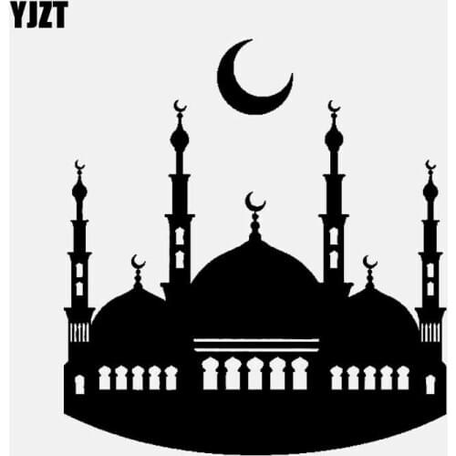 YJZT 13.8CM*15.2CM Islam Mosque Muslim Religion Arabic Art Car Stickers Vinyl Decal Black/Silver C3-1158