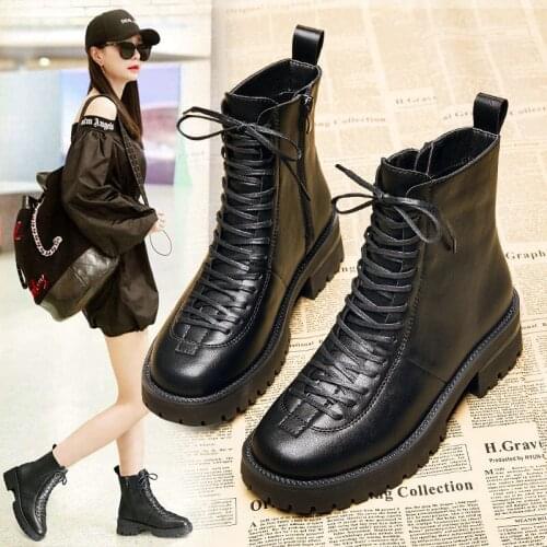 Martin Boots Female British Style 2021 New Thick-soled Motorcycle Boots Womens Short Boots Winter Plus Velvet